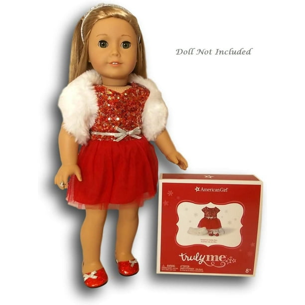 XADP 3pc Christmas Doll Clothes Red Color Including Hat Shawl Dresses Outsuits Fits American Girl Doll and Other 18 Inch Girl Dolls 